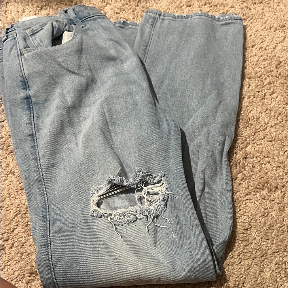Hollister Light Blue Distressed Straight Leg Jeans